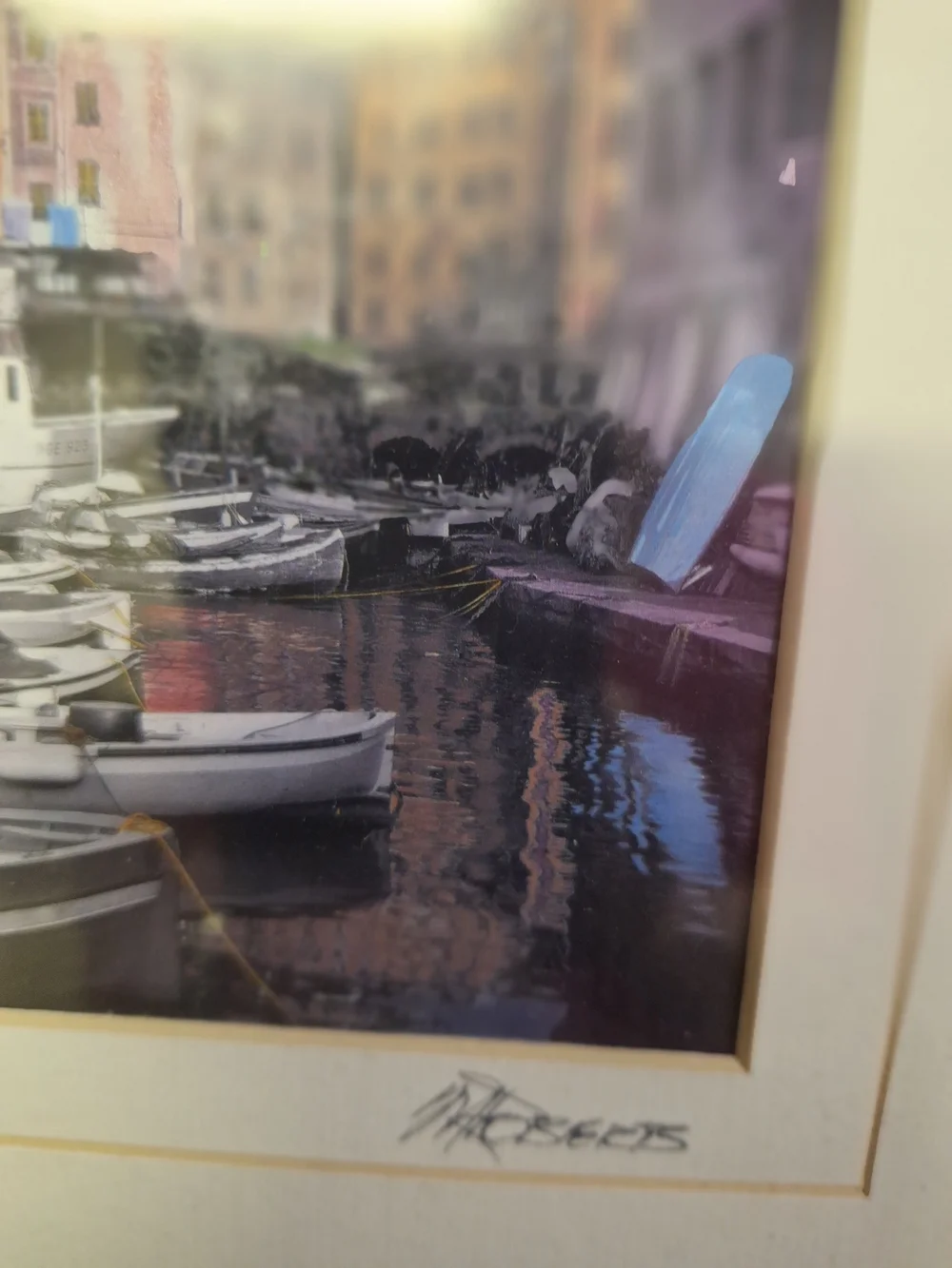 Coastal Harbor Print Signed M Roberts.